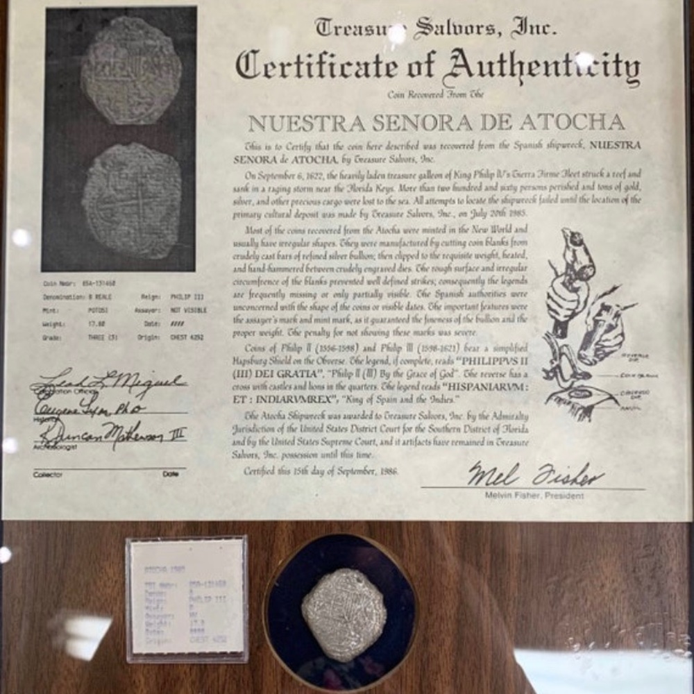 Not for sale GRADE 3 real sunken treasure ATOCHA coin 8 reale